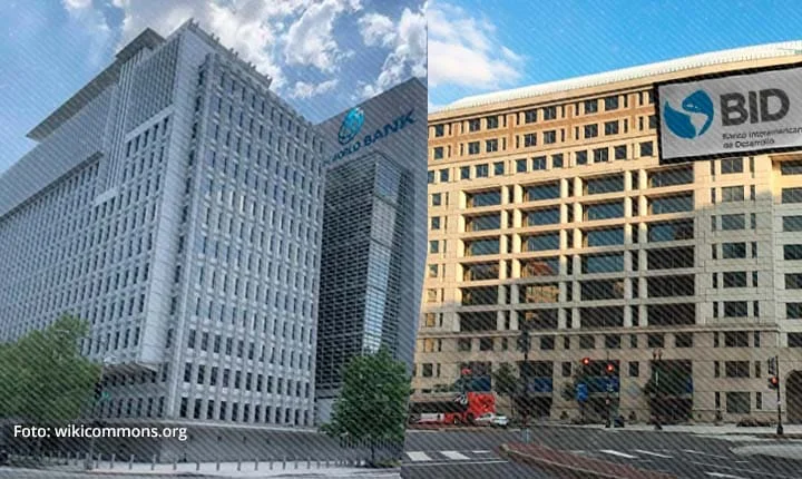 Fachadas del Banco Mundial y del BID en Washington D. C.
