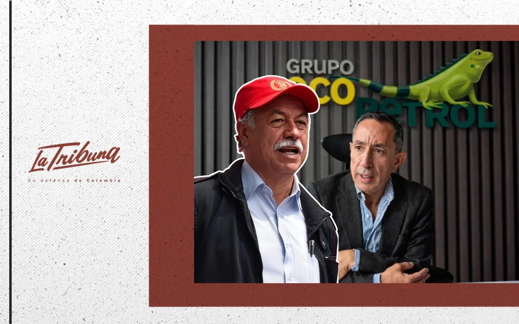 Ricardo Roa y Gustavo Triana frente al logo de Ecopetrol