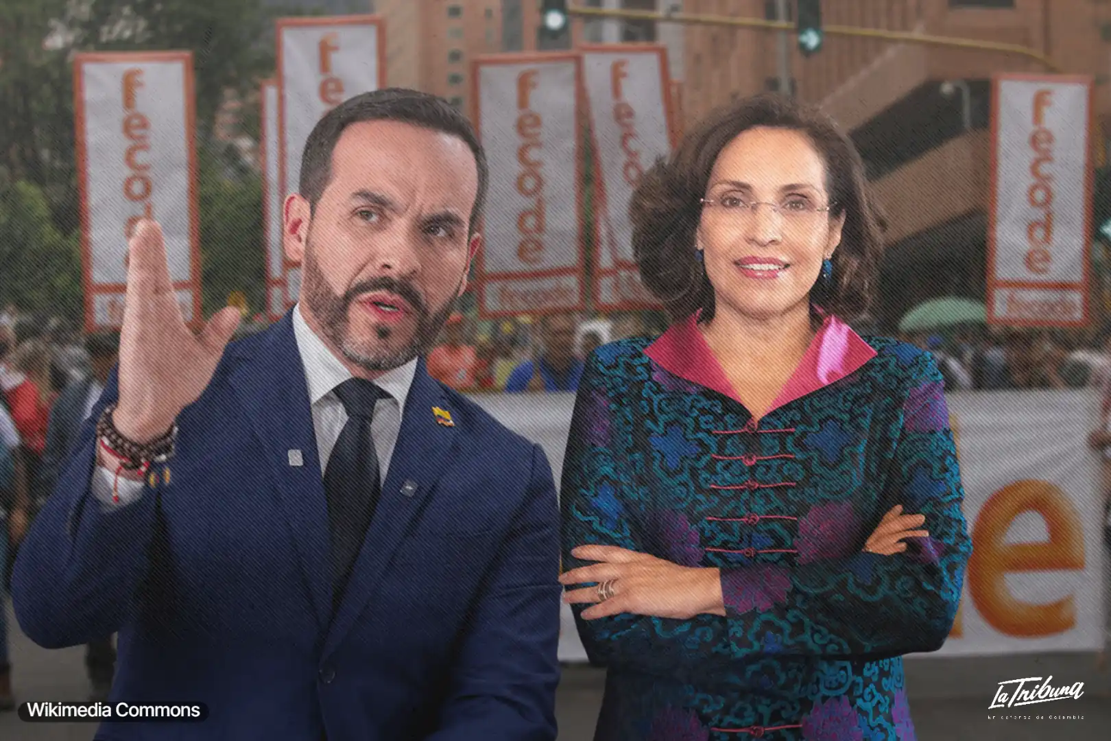 La ministra Viviane Morales y el presidente De la Espriella posan ante Fecode